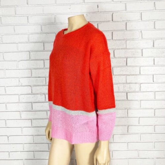 JDY Women’s Red and Pink color pop stripe sweater - Picture 2 of 2